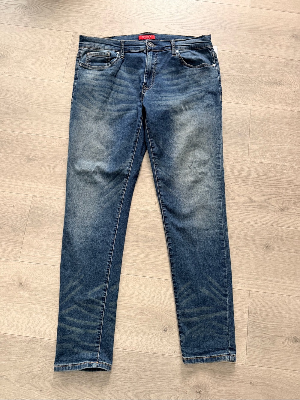 Guess Men's Originals Slim Straight Jeans in Washed Blue